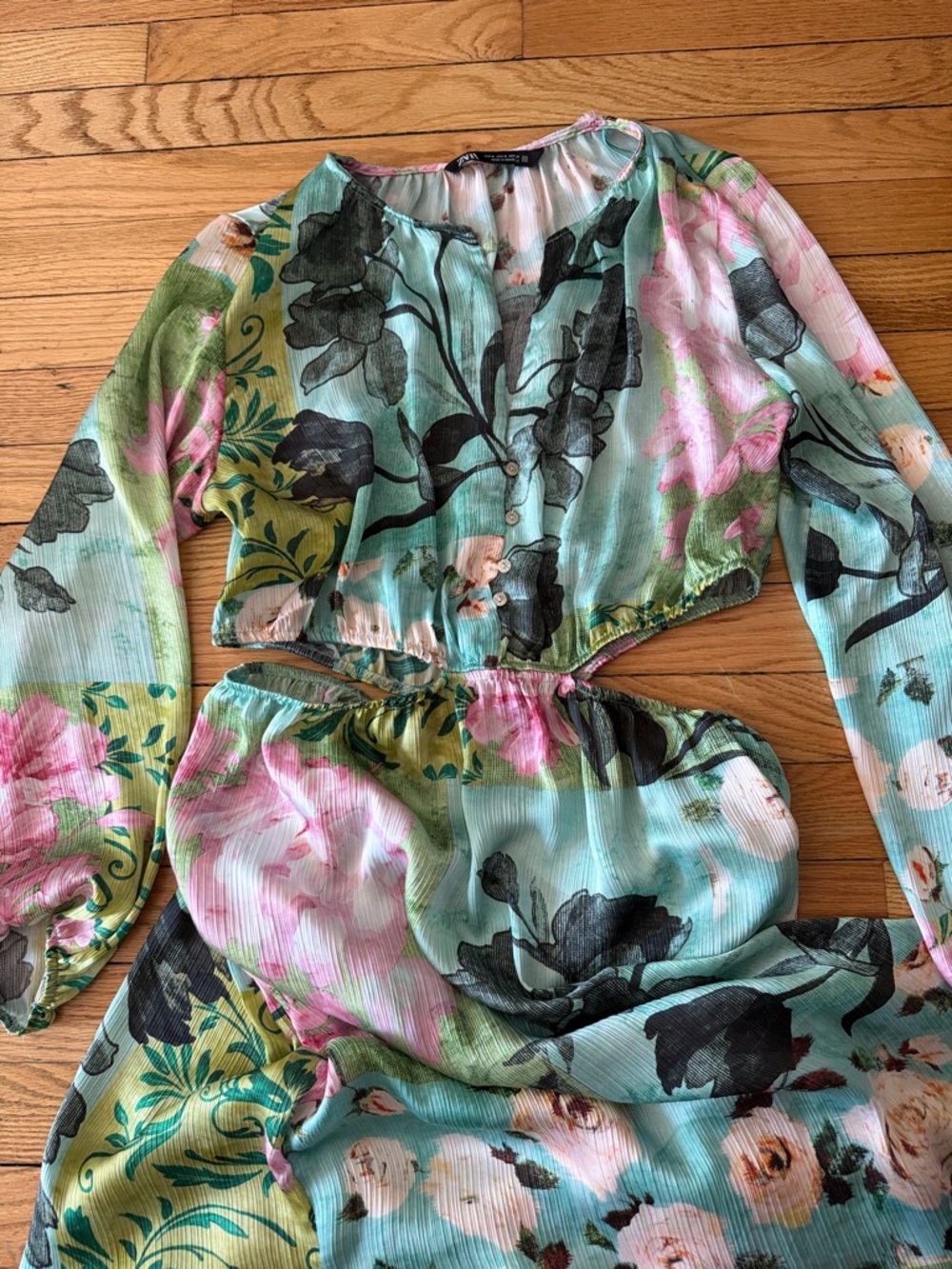 Zara Pastel Floral Maxi Dress in Mint, Pink & Cream - Picture 3 of 5